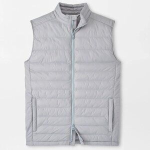 Peter Millar Crown Elite Light Vest - Puffer Down - Golf - Full Zip - Light Grey